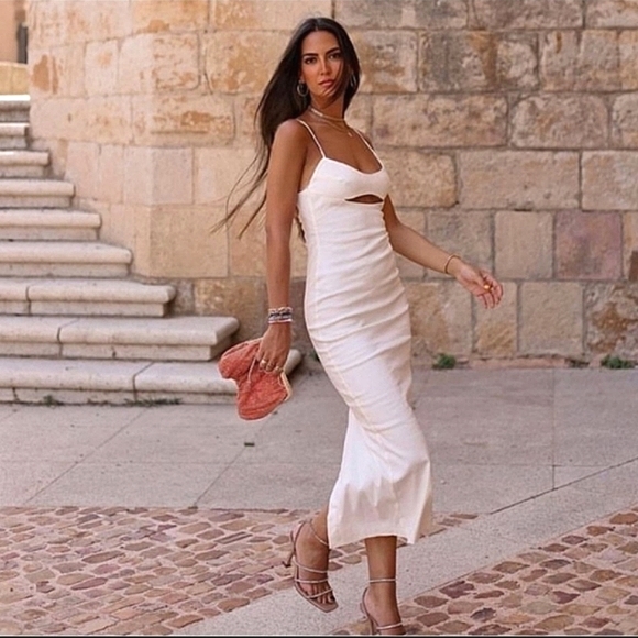 Zara * CUT OUT LINEN BLEND DRESS - Picture 8 of 15